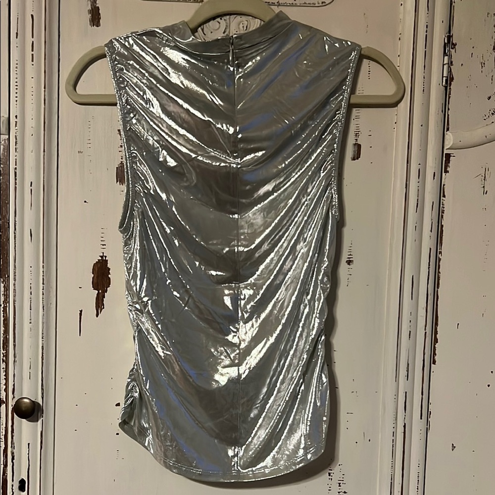 WeWoreWhat Silver Draped Tank Top - Picture 6 of 8